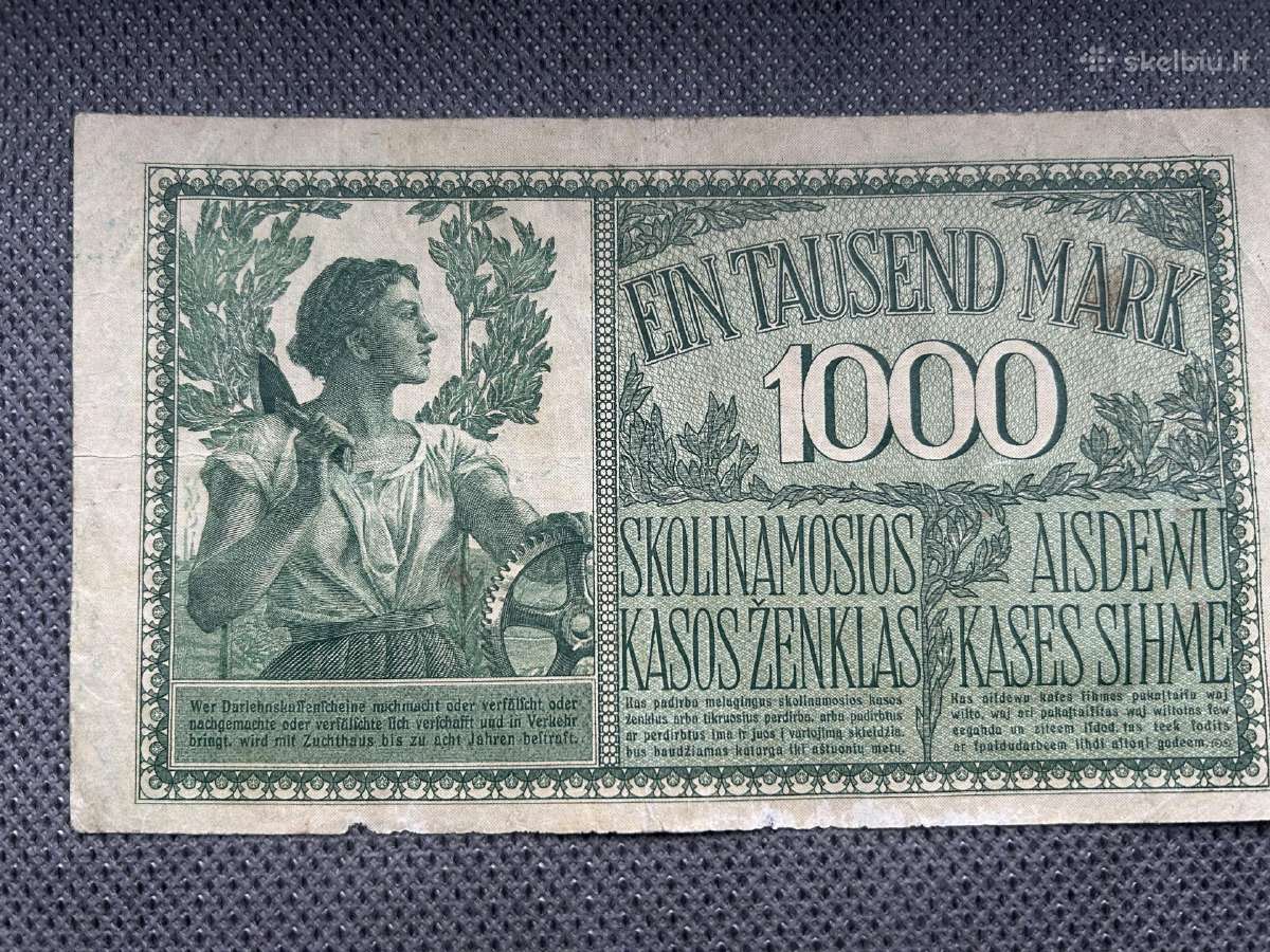 1000 markių Ost banknotas 1918 m. - nuotraukos Nr. 2