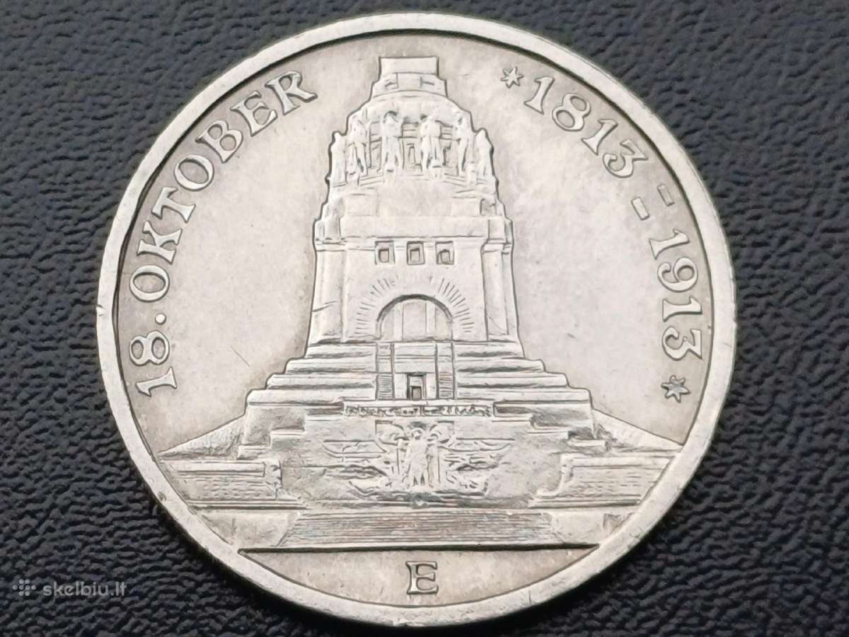 3 markes 1913m. Saksonija sidabras 900