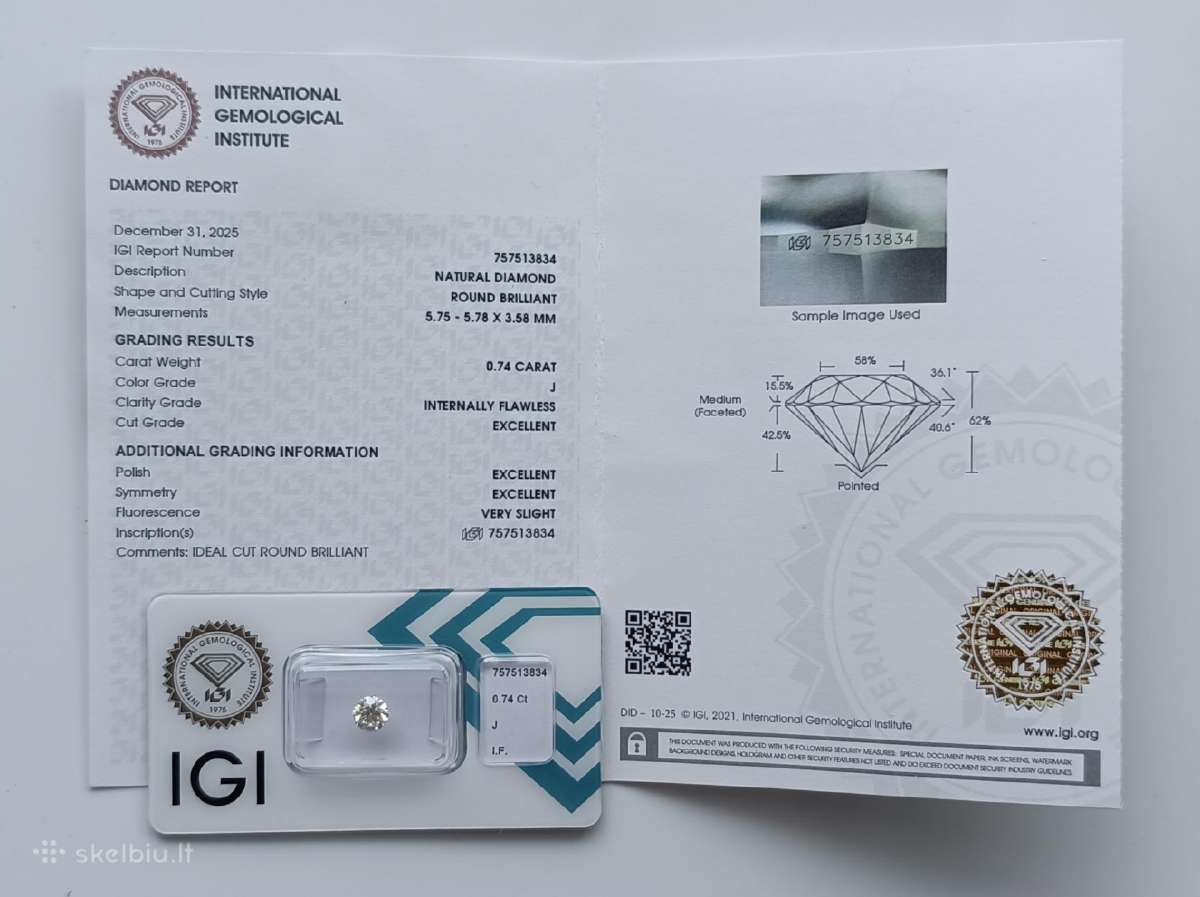 Ypatingo skaidrumo natūralus 1.04 ct briliantas - nuotraukos Nr. 6