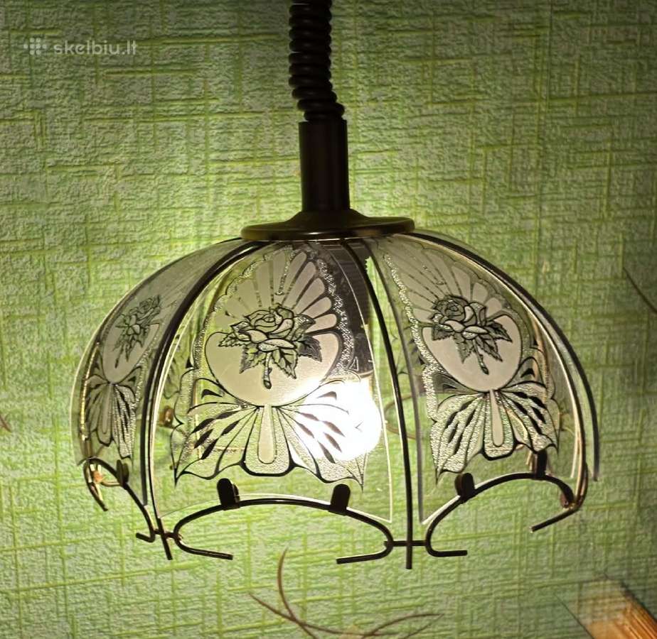 Vintažinis šviestuvo gaubtas su rožių ornamentais - nuotraukos Nr. 3