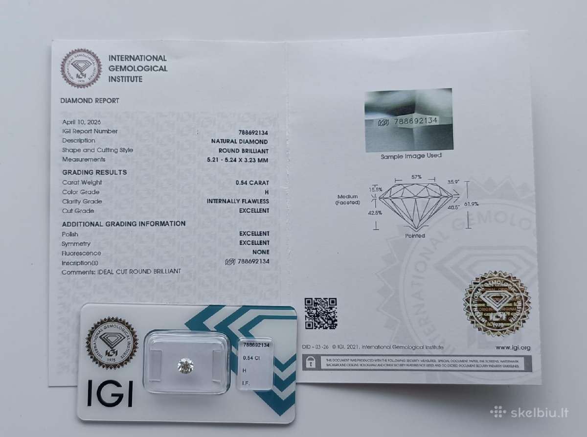 Ypatingo skaidrumo natūralus 0.54 ct briliantas - nuotraukos Nr. 17