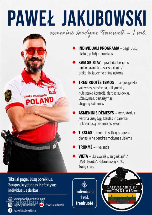 Asmeninė šaudymo treniruotė su Paweł Jakubowski