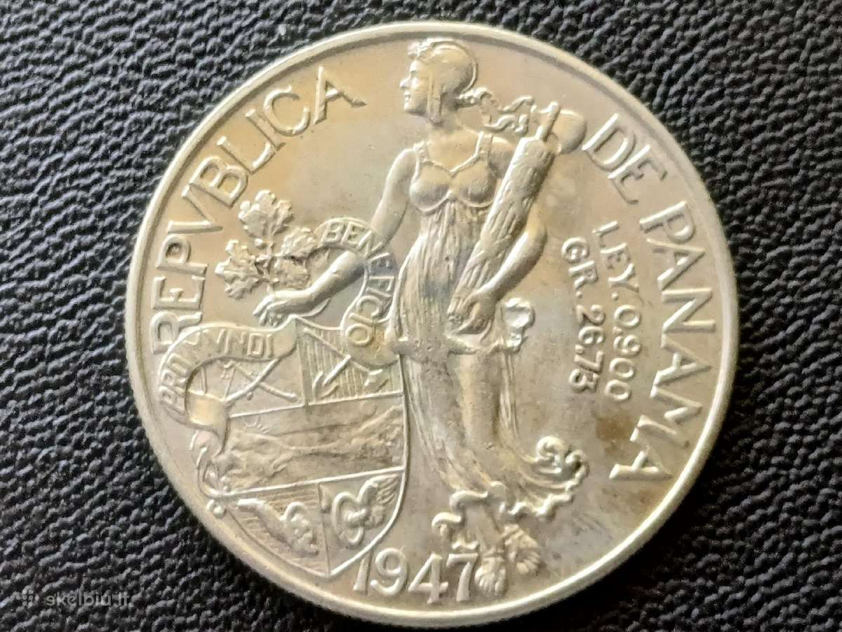 1 balboa 1947m. Panama sidabras 900