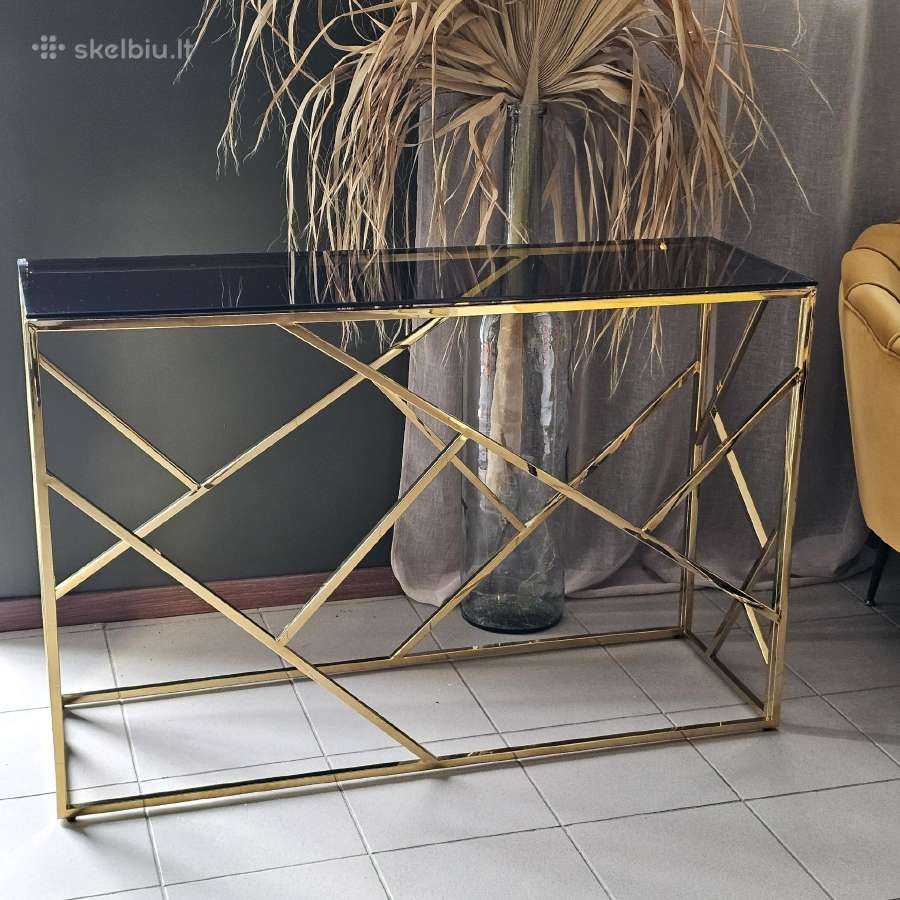 Konsolė aukso spalvos + 2 vnt šoniniai/žurnaliniai