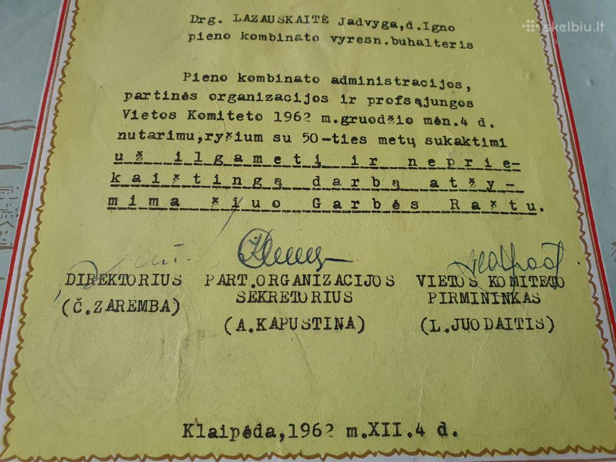 Klaipėdos grabes raštas 1962 - nuotraukos Nr. 2