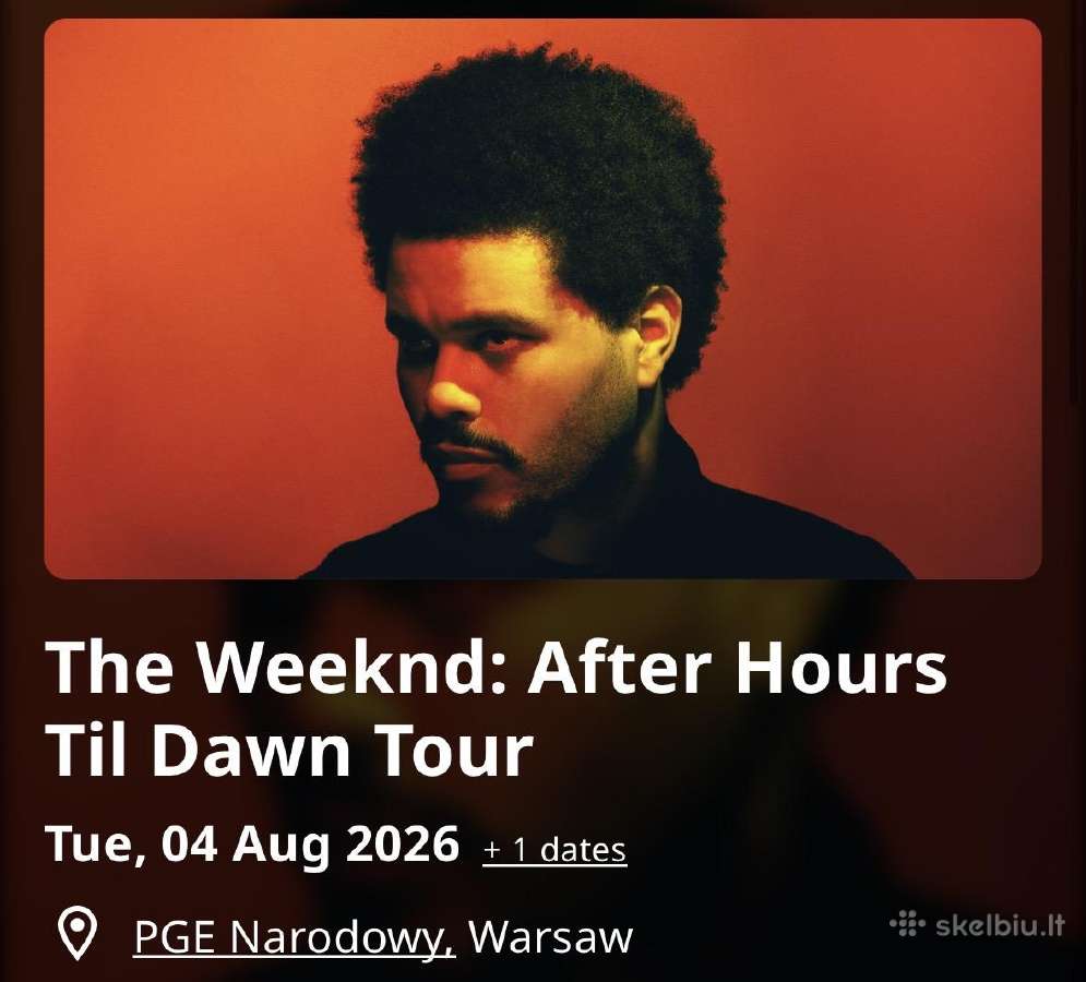 The weeknd bilietai Varšuvoje 08-04
