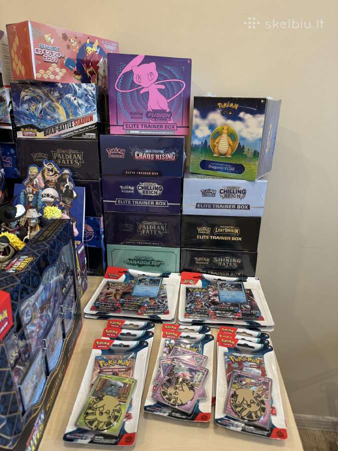 Pokemon kortelės, sealed, One Piece figūrėlės