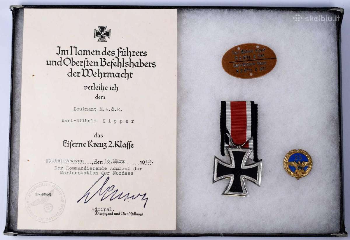 Ww2 vokiškas 2 laipsnio apdovanojimas su dokumenta