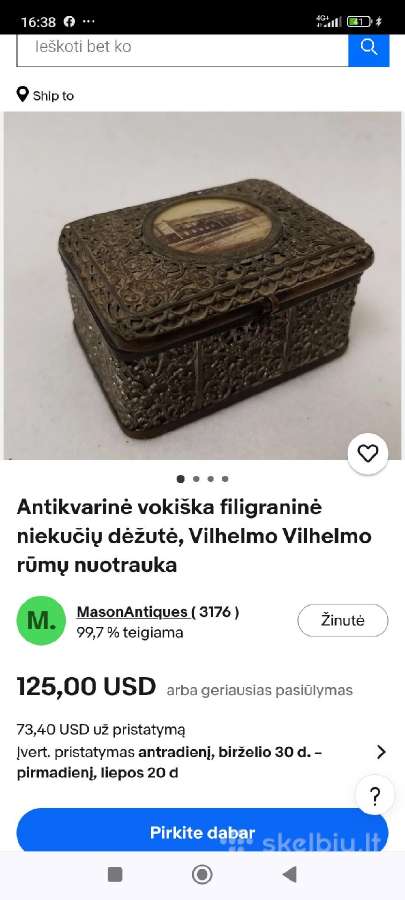 Antikvarinė vintažinė dėžutė iš 1920-1930m - nuotraukos Nr. 10