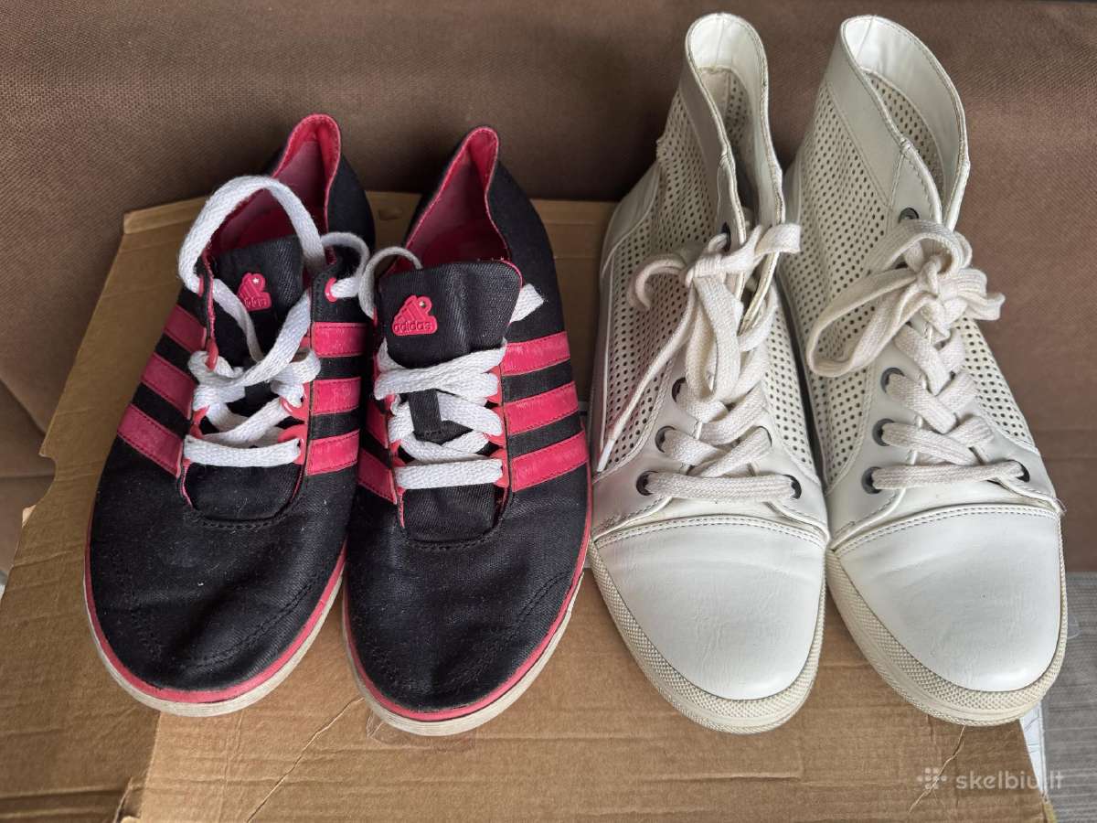 2 poros kedu Adidas ir balti su auliuku abu už 8