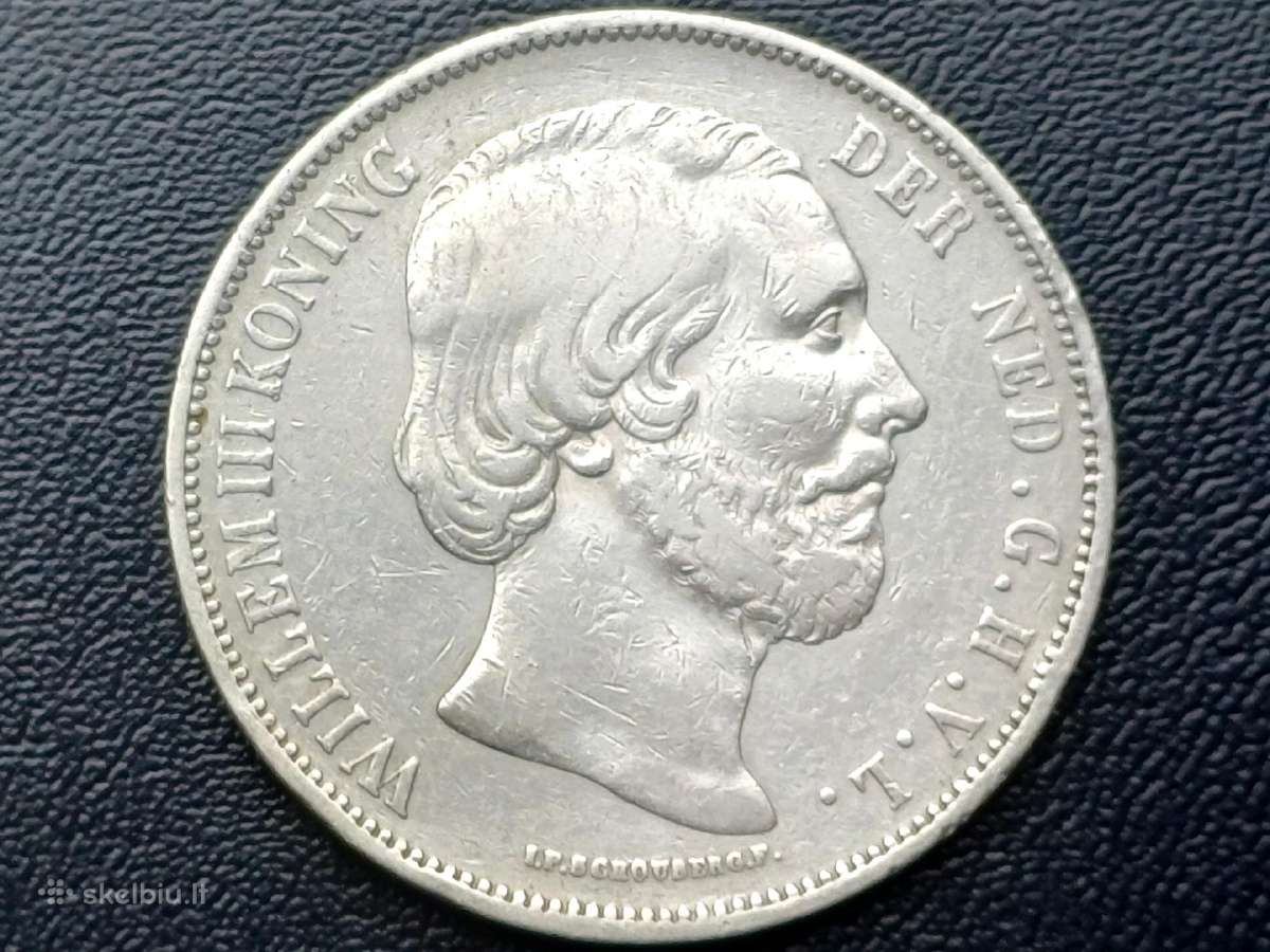 2 1/2 guldeno 1870m. Nyderlandai sidabras 945 - nuotraukos Nr. 2