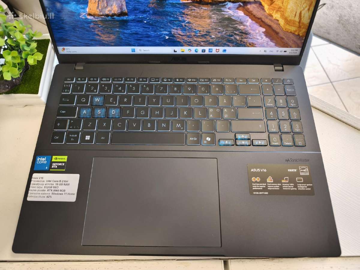 Asus V16 Rtx5060 / Intel I5 210h / 512gb SSD - nuotraukos Nr. 3