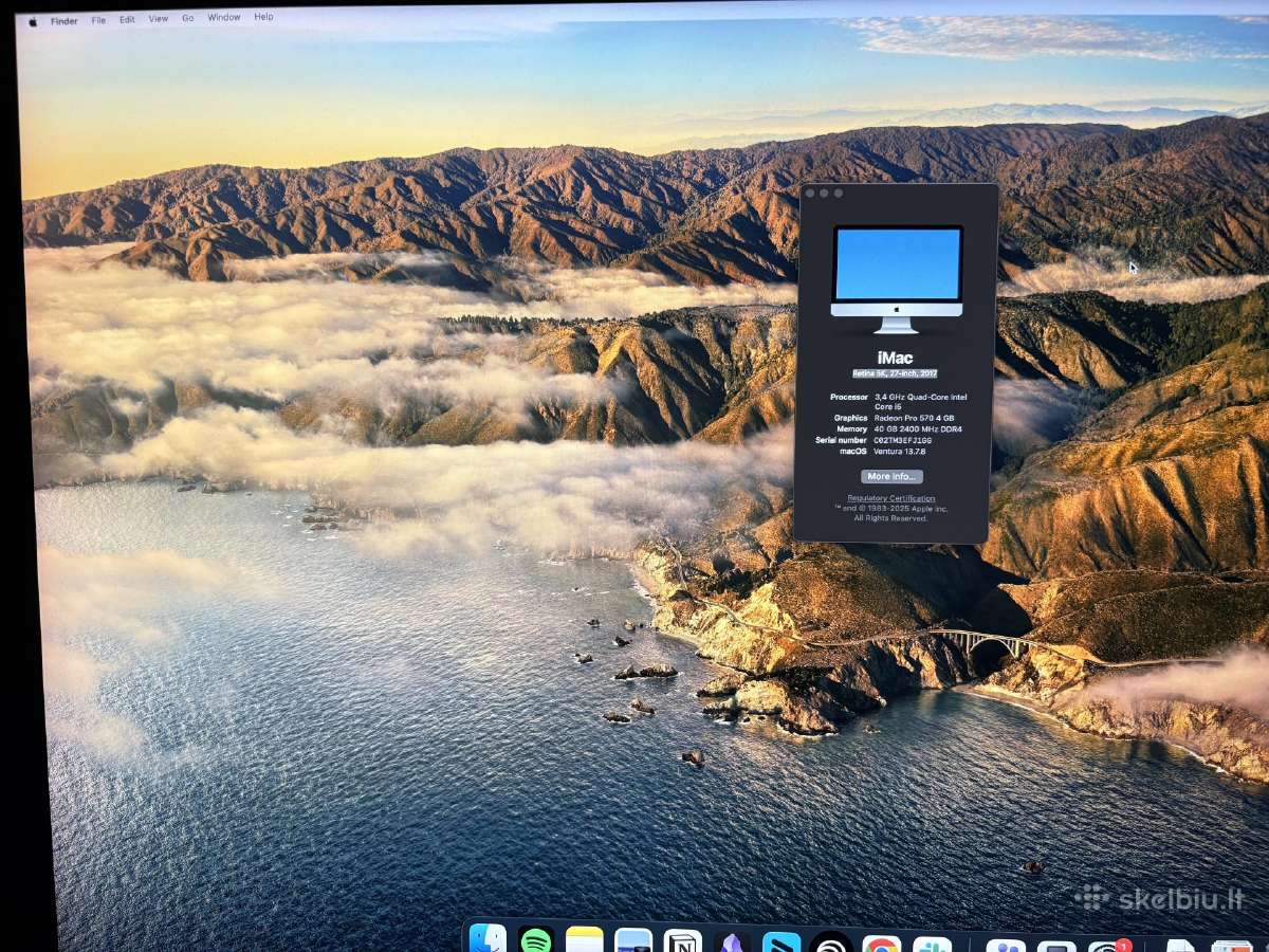 Apple iMac 27, 40gb RAM, Retina 5k, i5, 2017 A1419 - nuotraukos Nr. 2