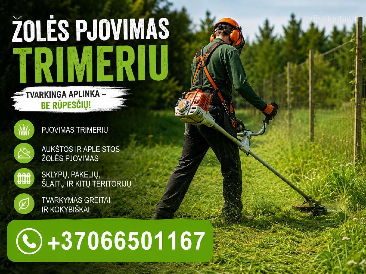 Žolės pjovimas trimeriu Kaune ir Kauno raj.