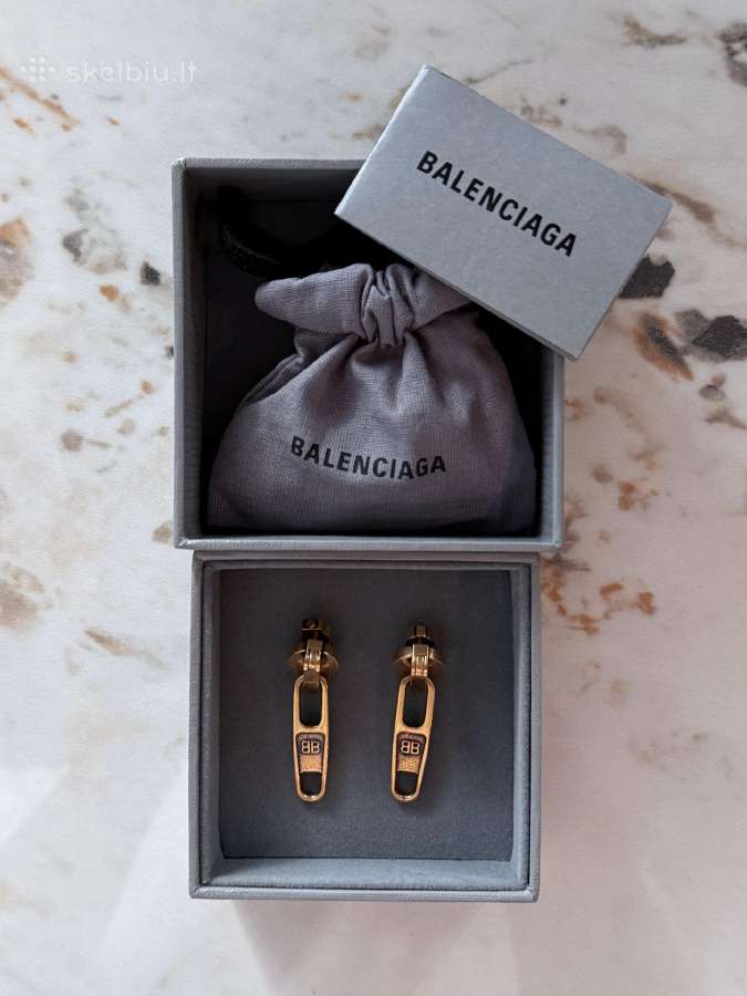 Balenciaga Gold Zip Earrings auskarai