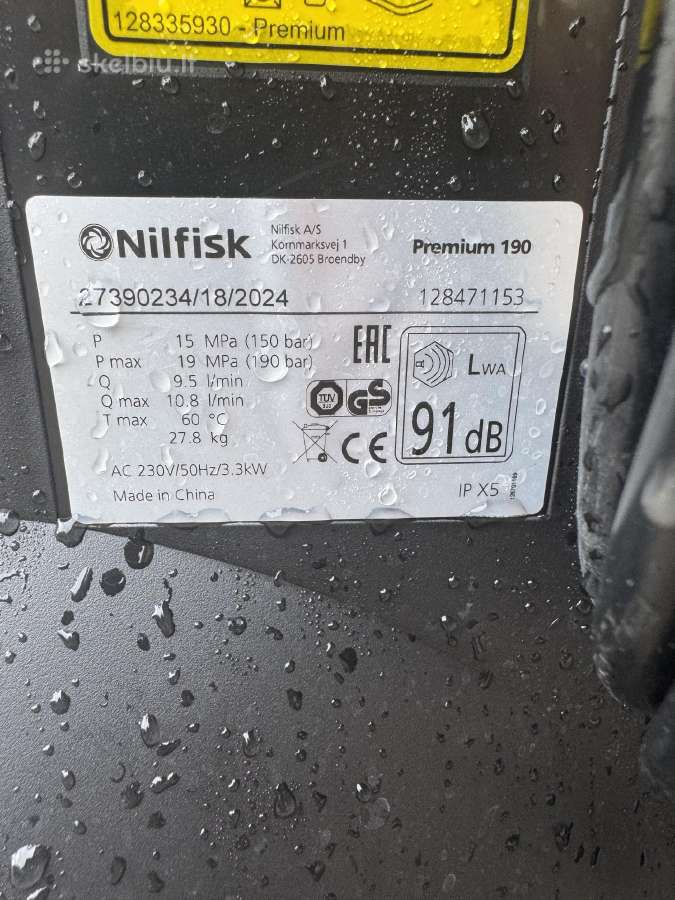 Aukšto slėgio plovimo aparatas Nilfisk 190 premium - nuotraukos Nr. 10