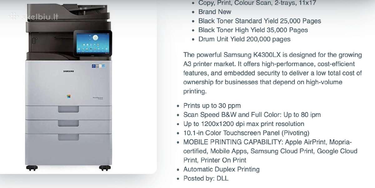Samsung Laser Printer 4300 - nuotraukos Nr. 3