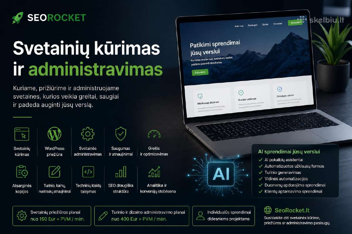 Svetainių kūrimas, priežiūra ir administravimas