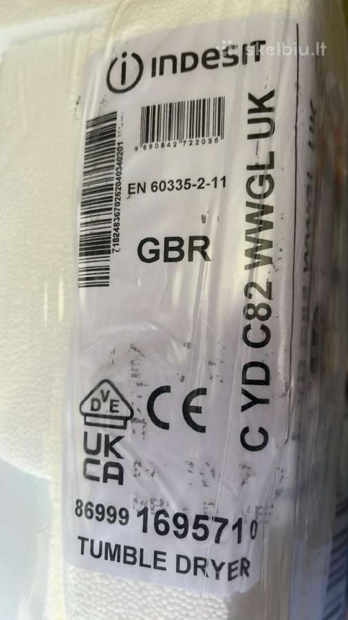 Nauja džiovyklė Indesit 8kg C Yd C82wwgl UK - nuotraukos Nr. 5