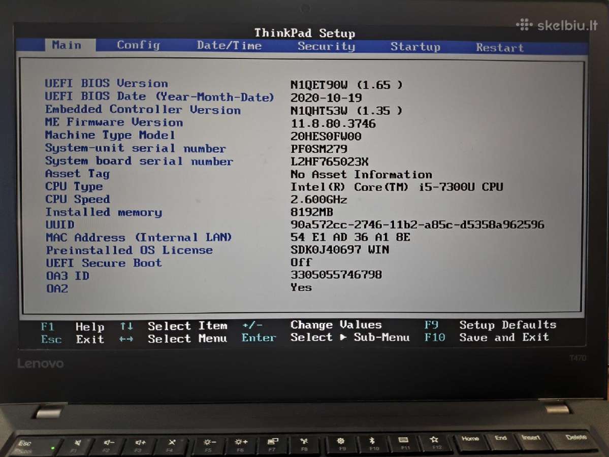 Thinkpad T470 14.0 Ips i5-7300u 8gb 256gb 25% - nuotraukos Nr. 4
