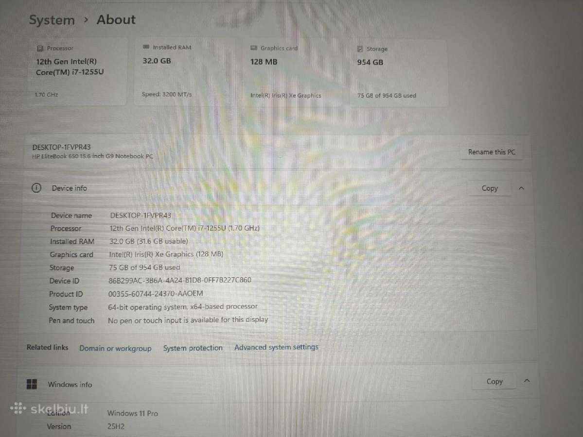 Elitebook 650 G9 15.6 Fhd Ips i7-1255u 32gb 1tb - nuotraukos Nr. 4