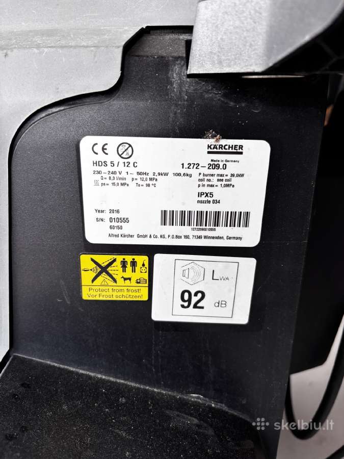Karcher Hds 5/12c aukšto slėgio plovykla - nuotraukos Nr. 5