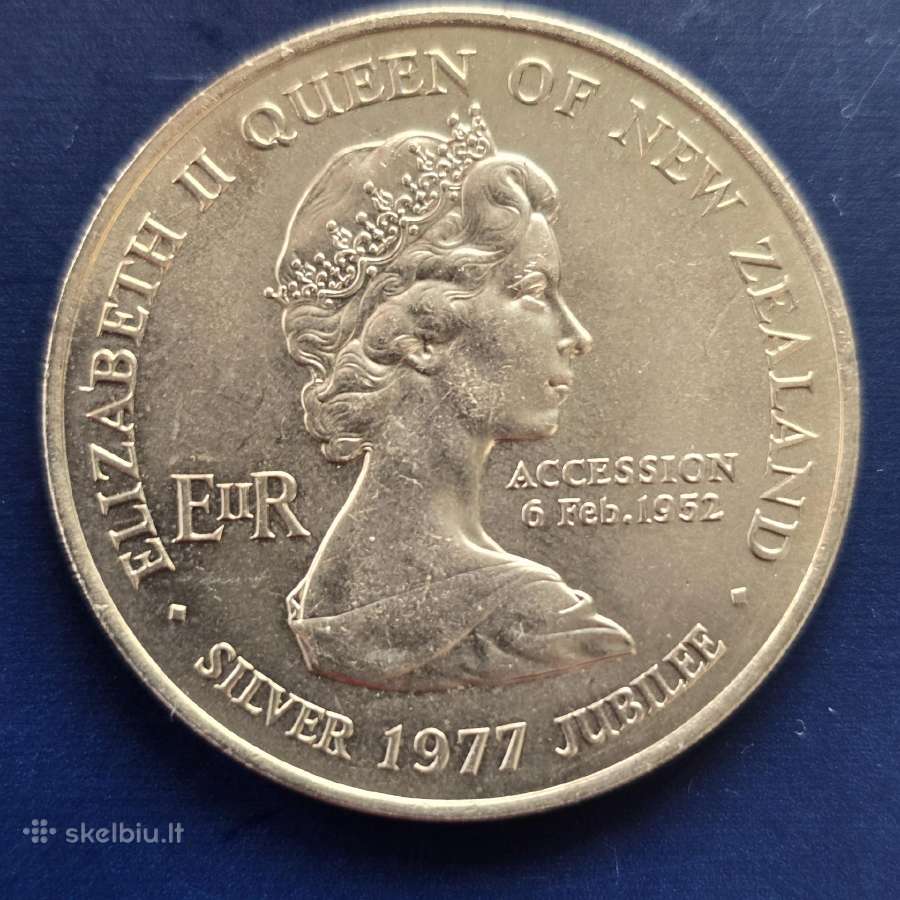 Naujoji Zelandija 1977m 1 Dollar Cu-ni - nuotraukos Nr. 2