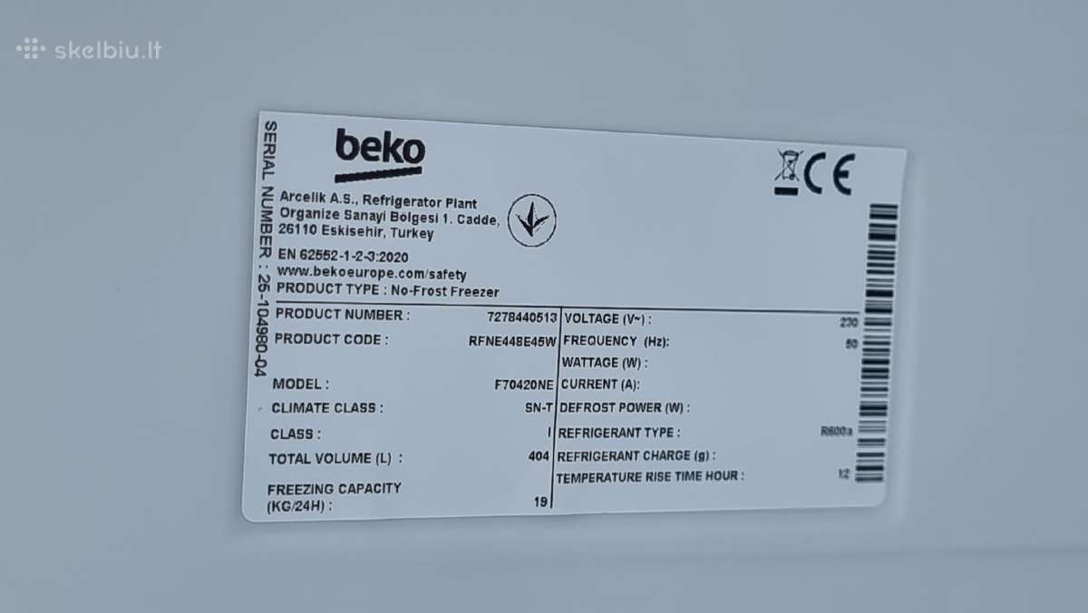 70cm, pločio Beko Rfne448e45w + Garantija - nuotraukos Nr. 15