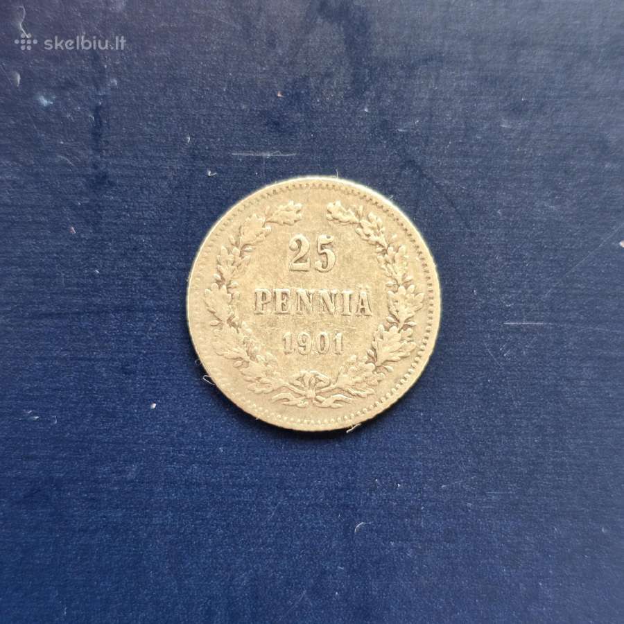 Suomija 1901 25 pennia Ag750 1,27g - nuotraukos Nr. 2