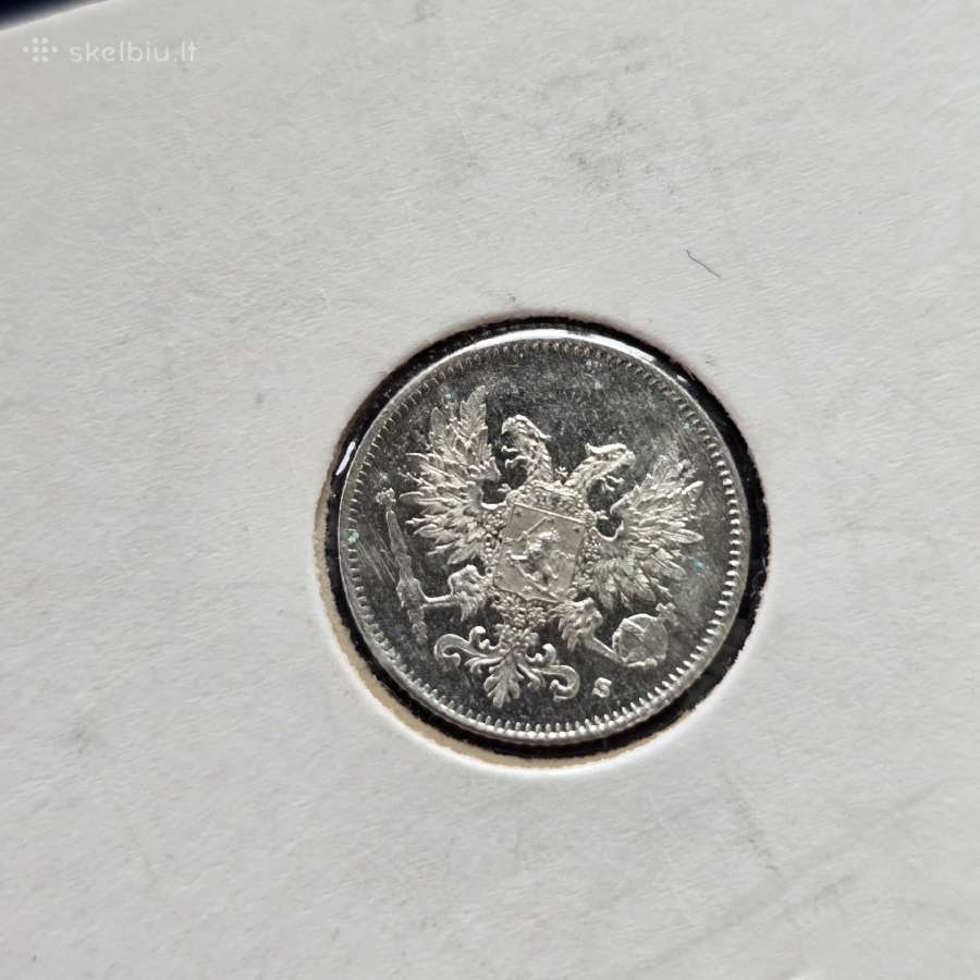Suomija 1917m 25 Pennia Ag750 1,27g