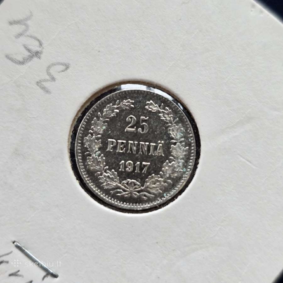 Suomija 1917m 25 Pennia Ag750 1,27g - nuotraukos Nr. 2