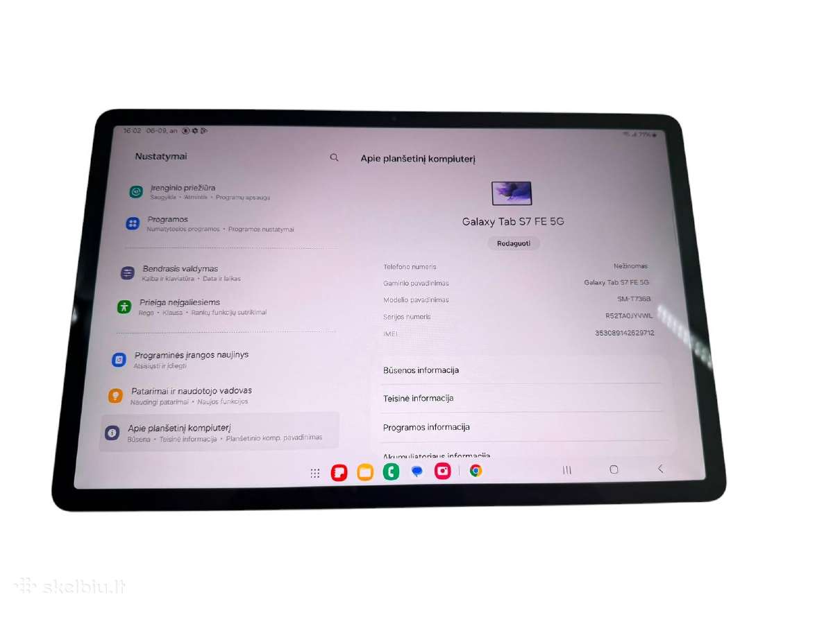 Samsung Galaxy Tab S7 Fe 5G +Sim + 3 mėn. garantij - nuotraukos Nr. 3