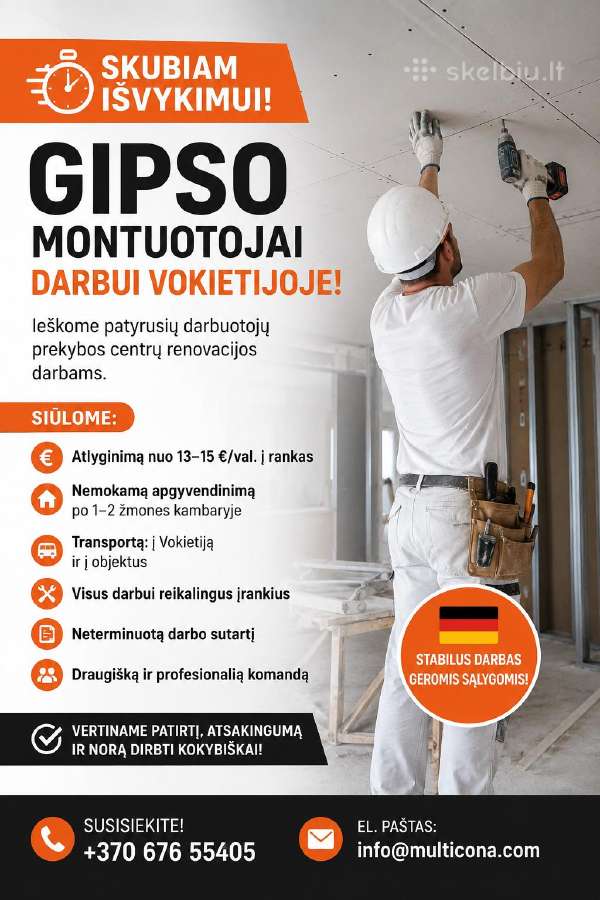 Darbas Vokietijoje-gipso montuotojams!