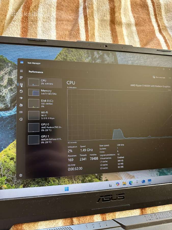 Asus Tuf Gaming A15 Fa506ih-ryzen-8gb-512-SSD