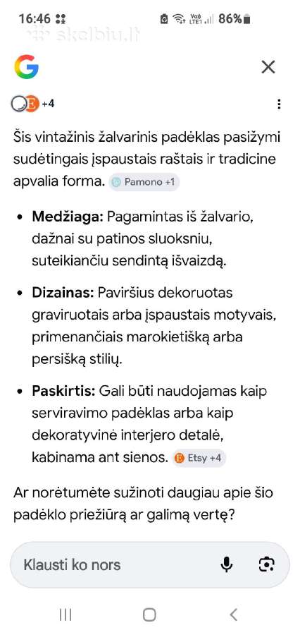 Antikvariatas,indai ,padėklas - nuotraukos Nr. 2