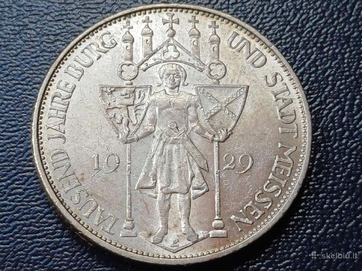 3 markes 1929 E sidabras.