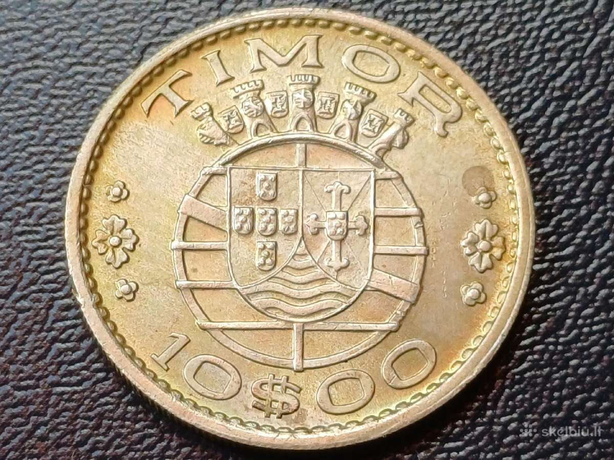 10 eskudų 1964m. Timoras sidabras unc.