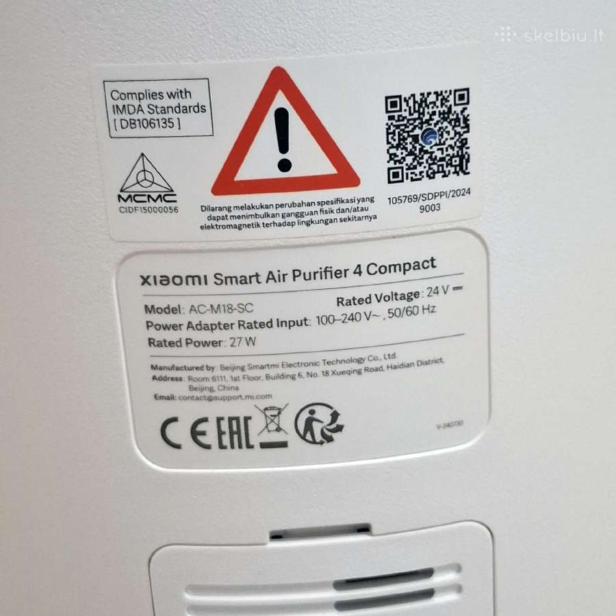 Oro valytuvas Xiaomi Smart Air Purifier 4 Compact - nuotraukos Nr. 7