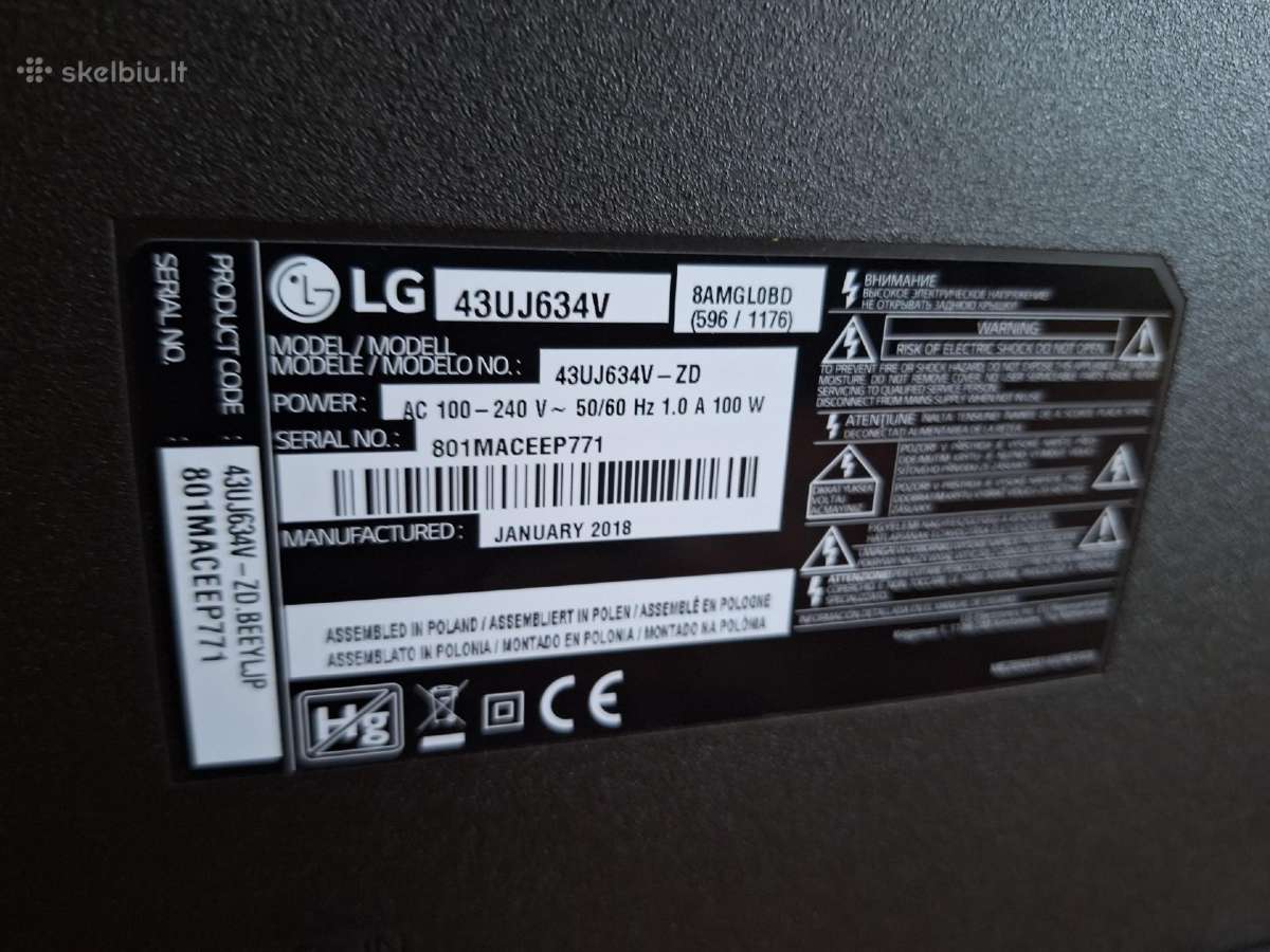 LG 43" 109cm 4k Smart televizorius uhd
