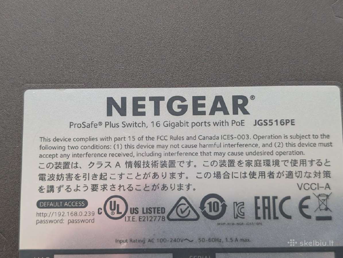 Netgear Prosafe Jgs516pe 16 Ports Switch Poe - nuotraukos Nr. 3