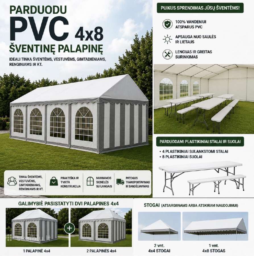 Parduodu šventinę palapine4x8 sustatyta/nenaudota