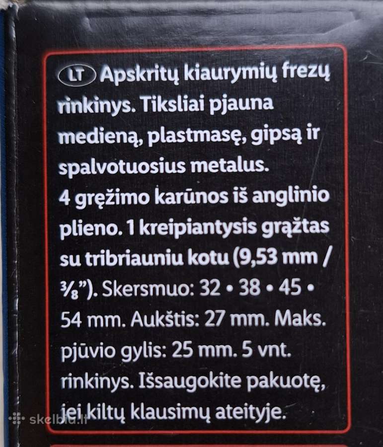Apskritimų kiaurymių frezų rinkinys - nuotraukos Nr. 2