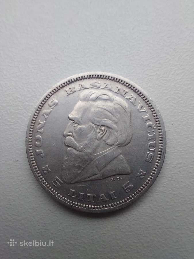 5 litai 1936m. Sidabras.