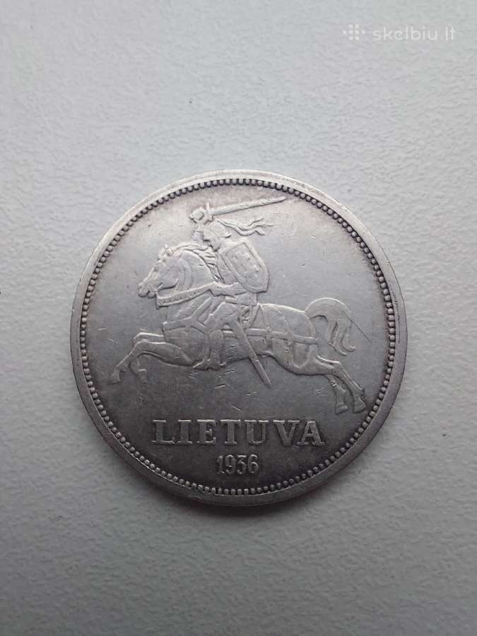 5 litai 1936m. Sidabras. - nuotraukos Nr. 2