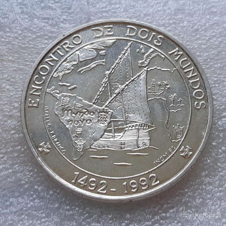 Portugalija 1000 eskudų sidabras Laivas 1992