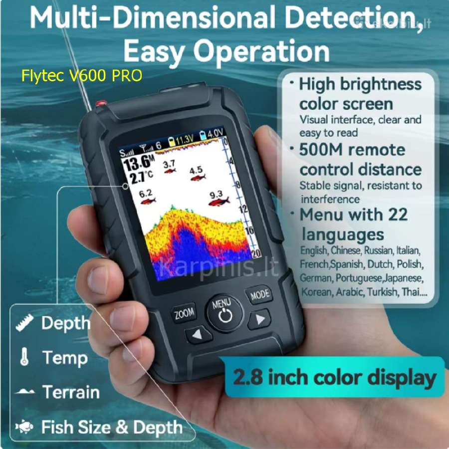 Flytec V600 Pro laivelis su GPS ir Echolotu 500 m - nuotraukos Nr. 7