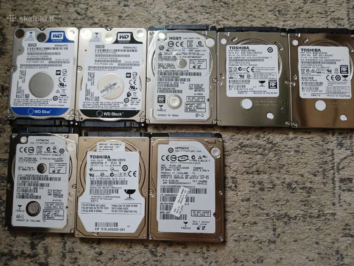 Parduodami įvairūs 2.5" HDD diskai (250–500 GB)