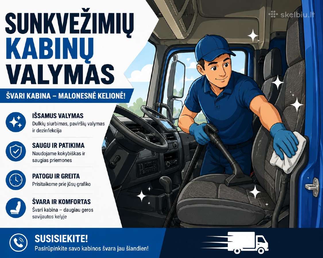 Vilkikų ir sunkvežimių salono valymas