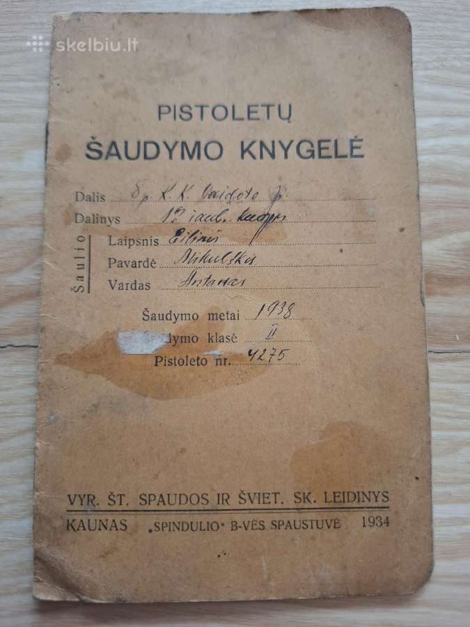 Šaudymo knygelė ( tarpukaris ) nr 1