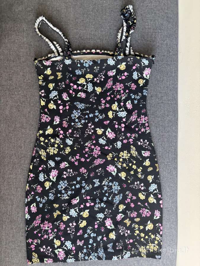 H&m moteriška juoda mini suknelė su gėlių raštu - nuotraukos Nr. 3